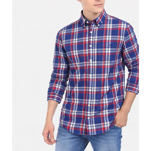Aeropostale Men’s Plaid Button Down Shirt Blue Red White Size L Cotton Long Slee